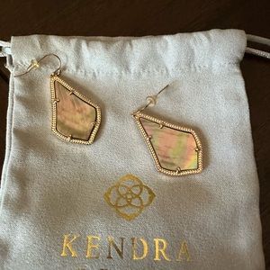 Gold trim mother of pearl earrings.